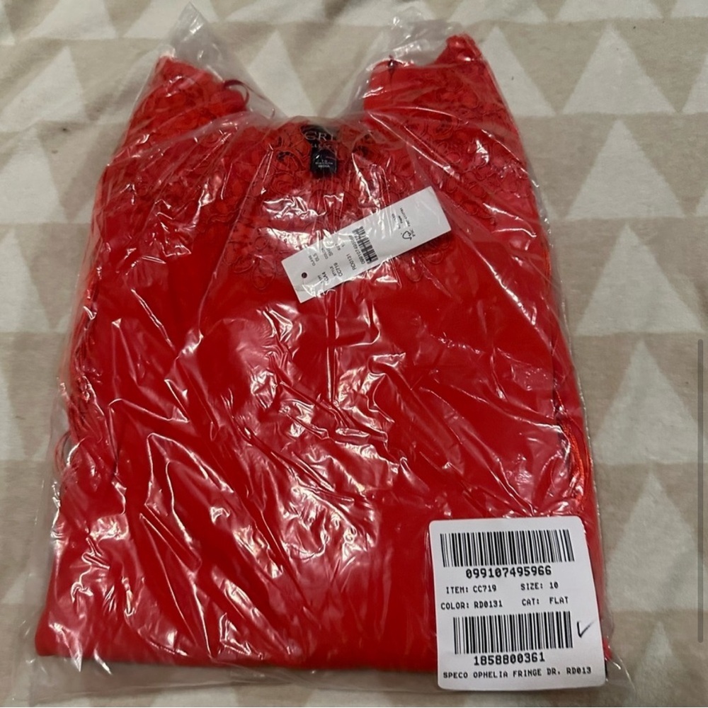 J crew scarlet red Collection fringe-trim slip dress - Picture 6 of 8